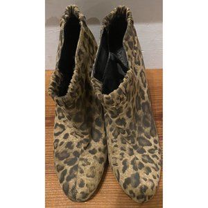 Sam & Libby Boots Selena Leopard Print Suede Ankle Booties Womens Size 7.5